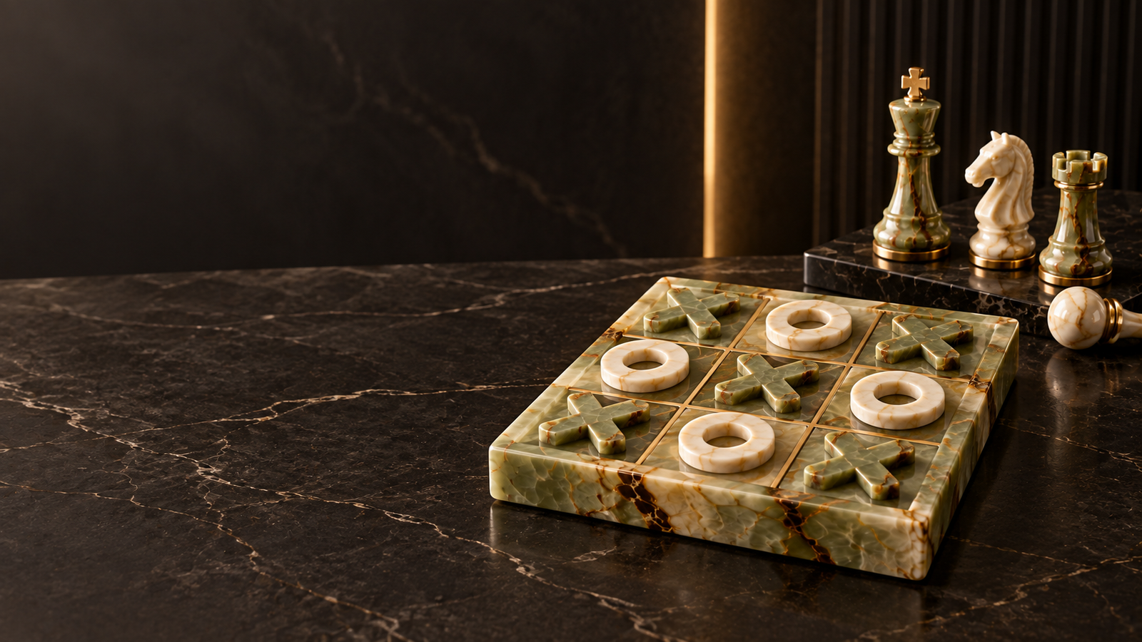 Markhonyx marble tic-tac-toe set